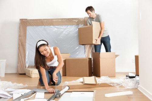 Movers preparing a Brompton home relocation on a residential street