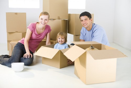 Packed moving boxes ready for local removals in Brompton