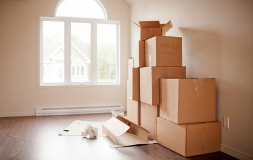 Residential and commercial items being prepared for a Brompton moving van service