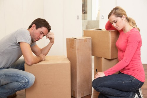 Boxes and furniture arranged inside a removals van for a Brompton relocation