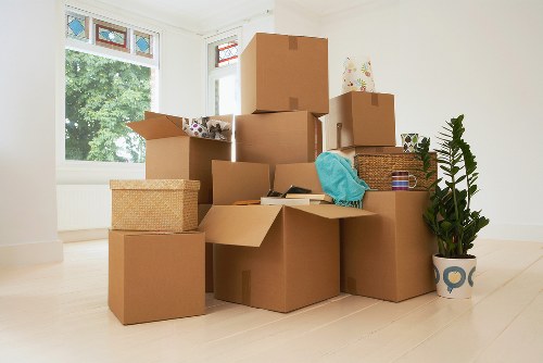 Furniture and boxes prepared for a Brompton man and van job